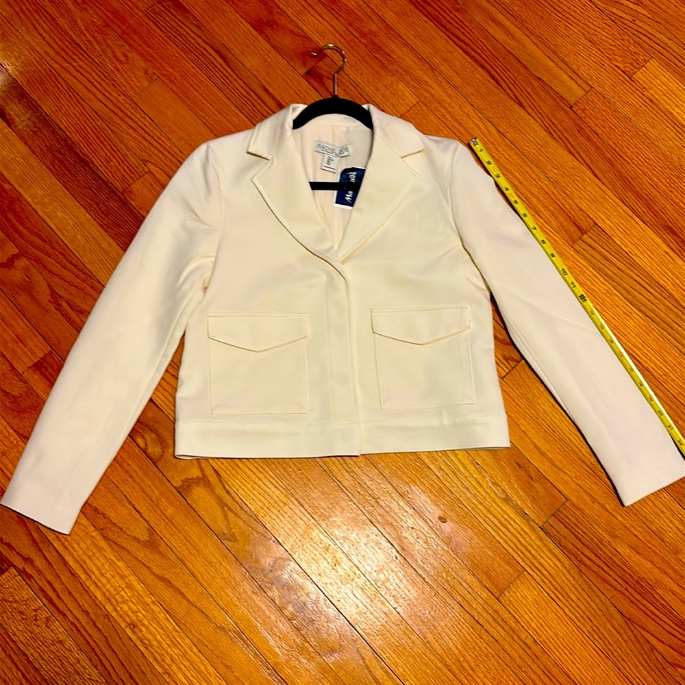 Rachel Zoe NWT Cream Snap-Up Fitted Blazer Jacket Size Small - Picture 2 of 4